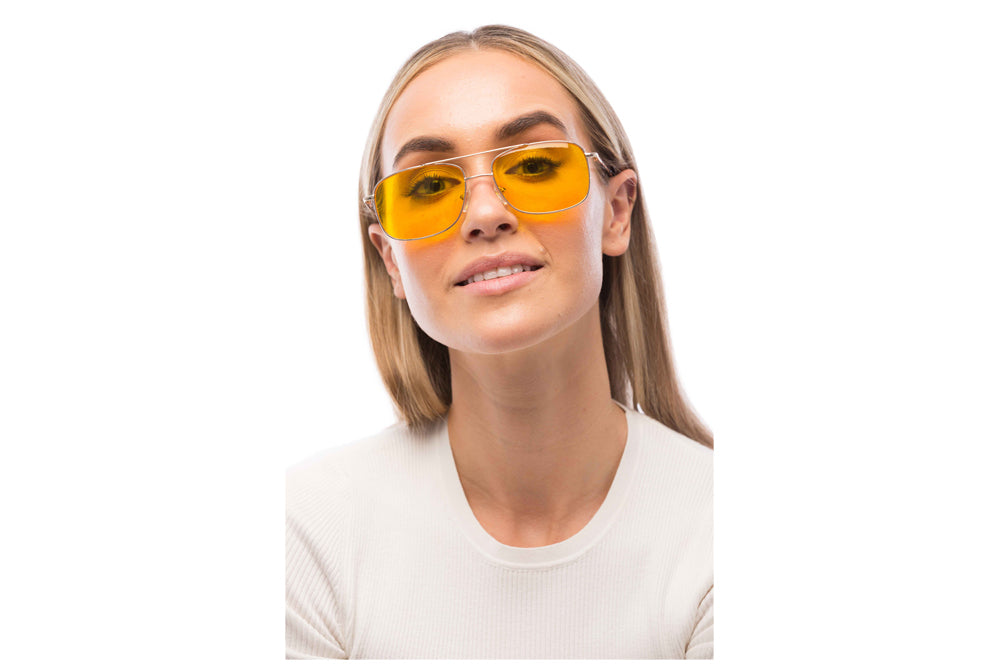 Woman Wearing Magnum Light Sensitivity Glasses